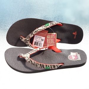 Sanuk Yoga Joy Exotic Zebra Print Flip Flops ~ Women's Size 10